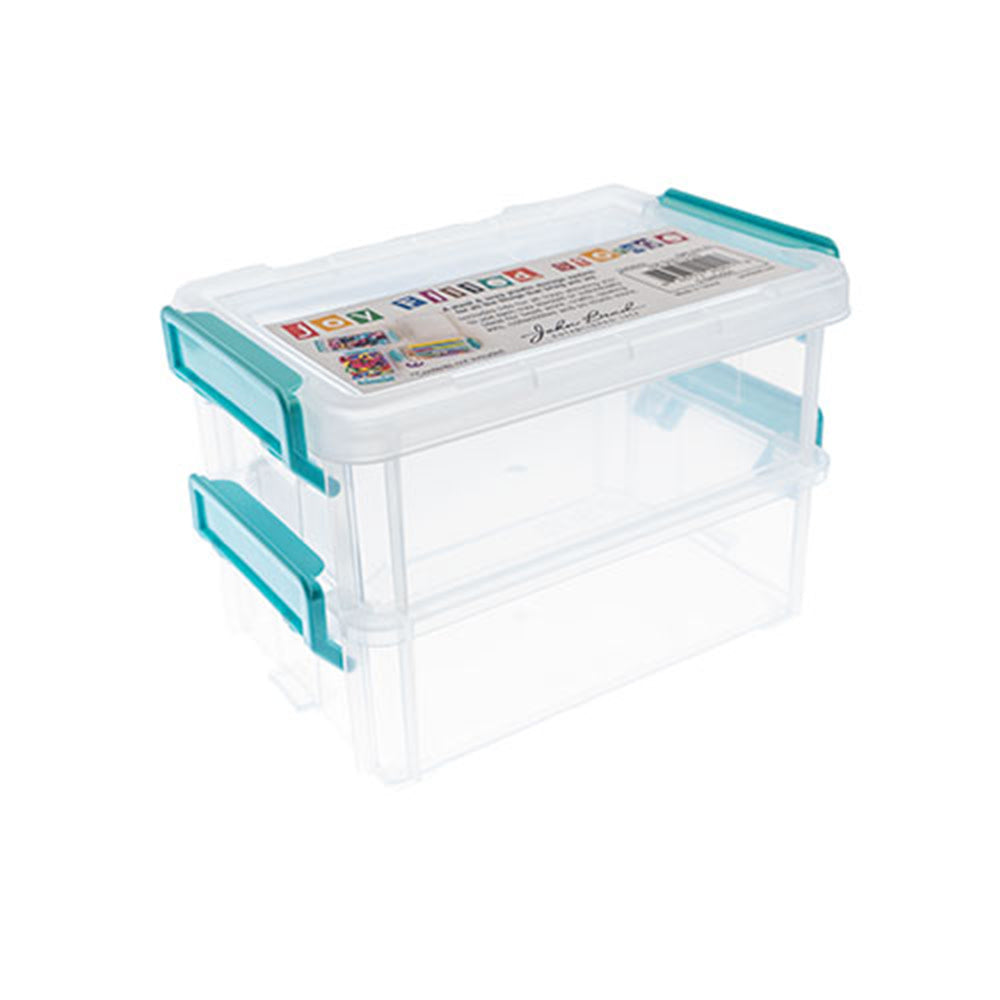 Storage Container, 2 Piece Stackable Rectangles with Lids 5.5x4 Inches (1 Set)