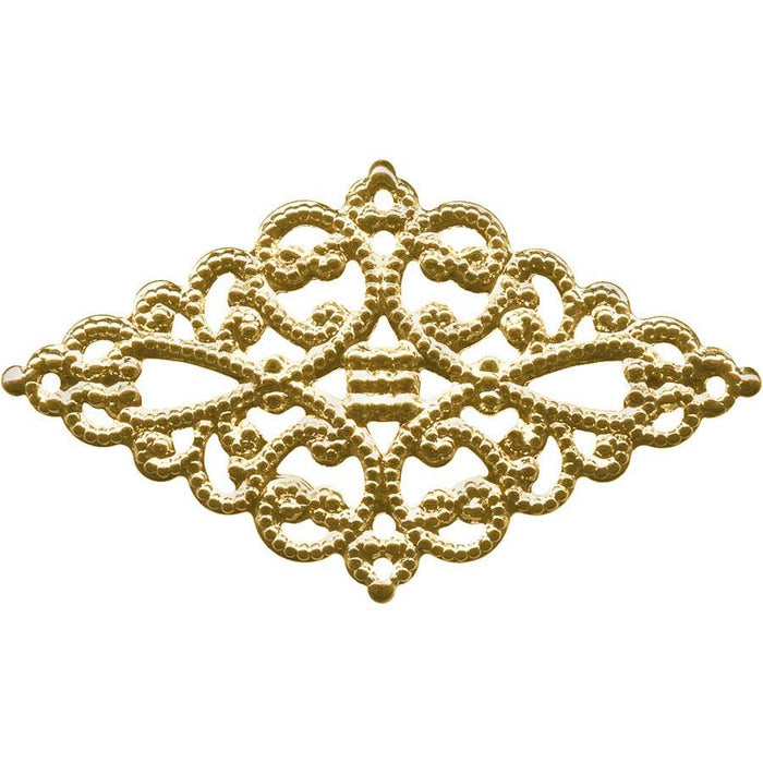 45x26mm Brass Filigree, Diamond (12 Pieces)