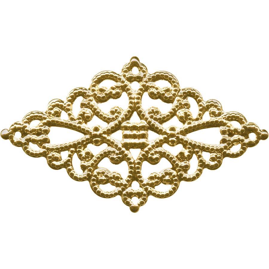 45x26mm Brass Filigree, Diamond (12 Pieces)