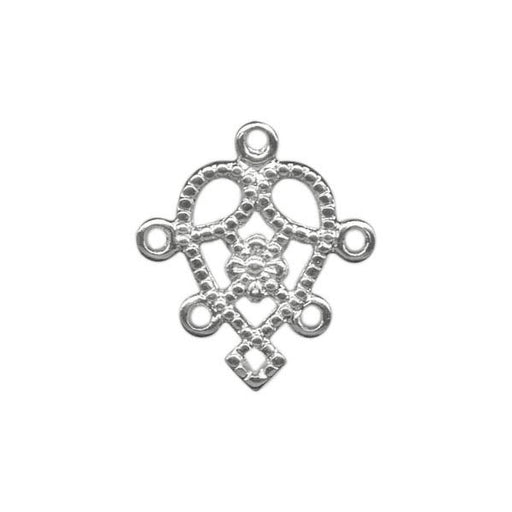 White Rhodium Plated Filigree, Small, Heart (12 Pieces)