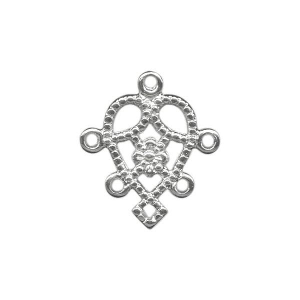 White Rhodium Plated Filigree, Small, Heart (12 Pieces)