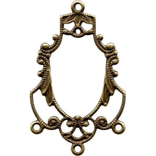 27x17mm Antiqued Brass Plated Filigree, Victorian, 4 Loops (12 Pieces)