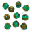 Czech Glass, Cathedral Beads 8mm, Emerald with Antiqued Bronze Ends (25 Pieces)