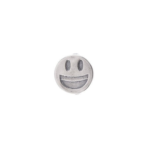 Slider Bead, Smiley Face Emoji 11x10mm, by BB Benbassat, Antiqued Silver Plated (1 Piece)