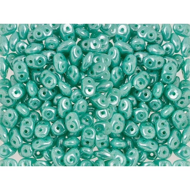 Matubo SuperDuo 2 x 5mm Opaque Turquoise Luster 2-Hole Seed Bead 2.5-Inch Tube