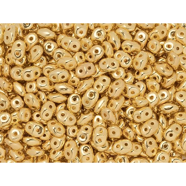 Matubo SuperDuo 2 x 5mm 24K Gold-Plated 2-Hole Seed Bead, 2.5-Inch Tube