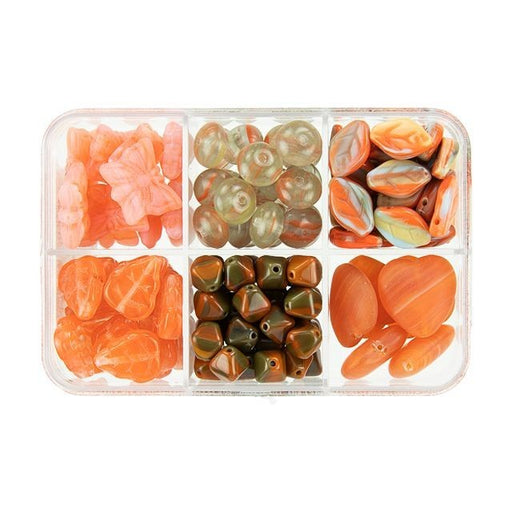 Czech Glass Bead Mix Recipe Box, Assorted Shapes and Sizes, Carrot Cake (1 Box)