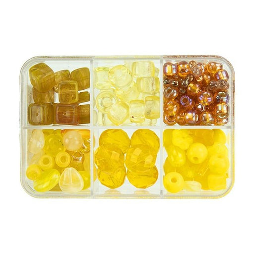 Czech Glass Bead Mix Recipe Box, Assorted Shapes and Sizes, Pineapple Upside Down Cake (1 Box)