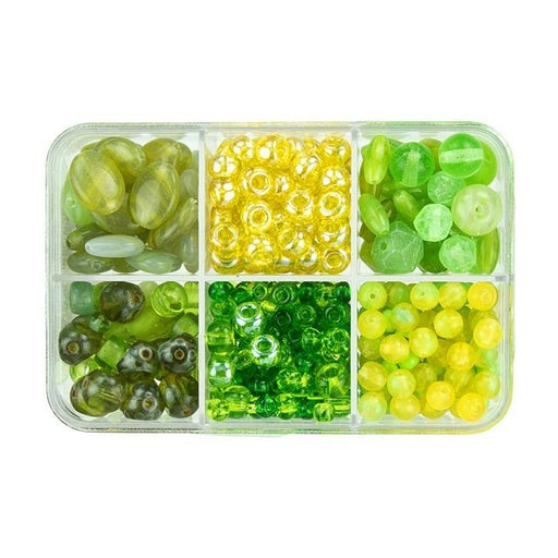 Czech Glass Bead Mix Recipe Box, Assorted Shapes and Sizes, Key Lime Pie (1 Box)