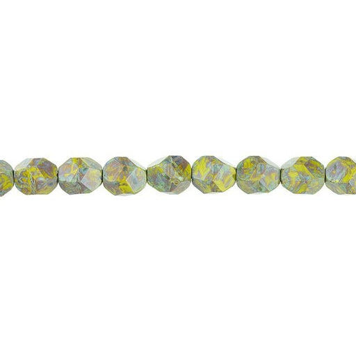Czech Glass 10mm Nugget Cut Gaspeite Opaque with Green Picasso Finish Bead Strand by Raven's Journey (1 Piece)