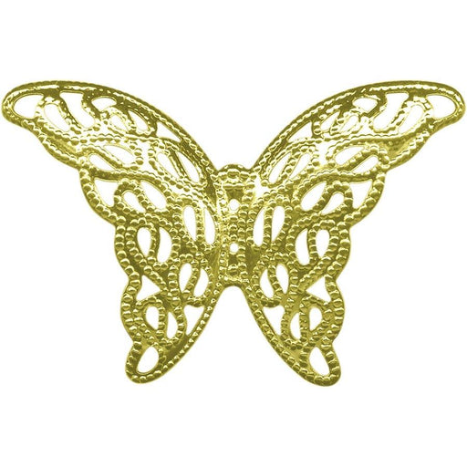 27x39mm Raw Brass Filigree, Butterfly Wing (12 Pieces)