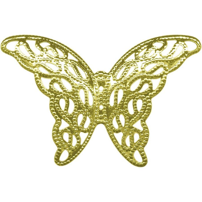 27x39mm Raw Brass Filigree, Butterfly Wing (12 Pieces)