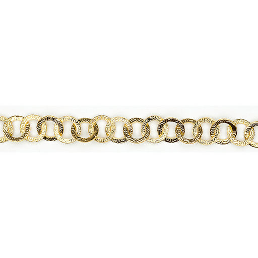 Gold Cable Chain with 9mm Round Textured Links, by the Foot