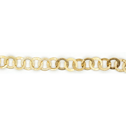 Satin Hamilton Gold Cable Chain with 9mm Round Textured Links, by the Foot