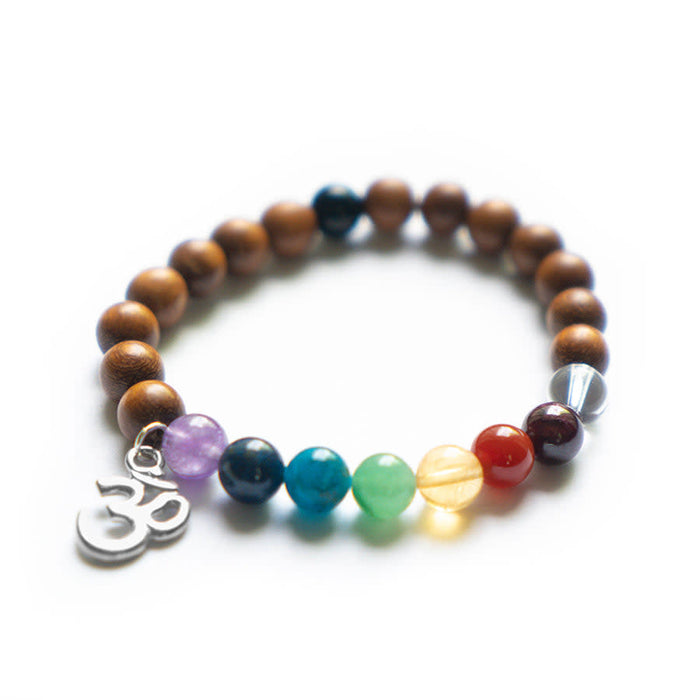 Chakra Gemstone and Madre de Cacao Wood Beaded Stretch Bracelet Kit - Limited Edition