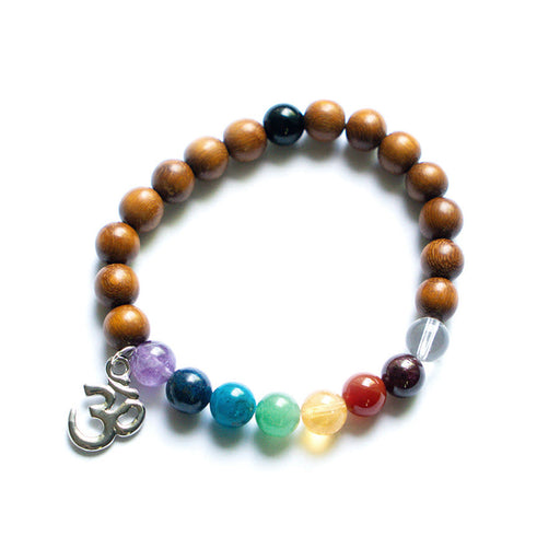 Chakra Gemstone and Madre de Cacao Wood Beaded Stretch Bracelet Kit - Limited Edition