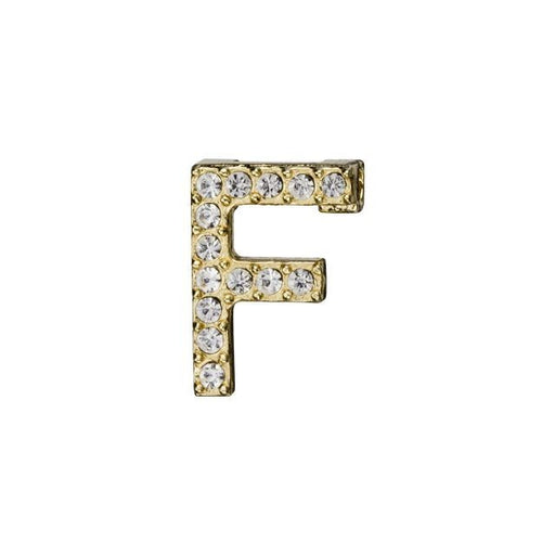 Alphabet Pendant, Letter 'F' with Tube Bail 12.5mm, Gold Finish (1 Piece)