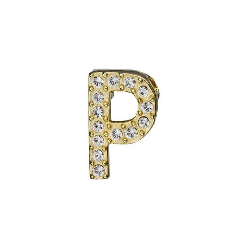 Alphabet Pendant, Letter 'P' with Tube Bail 12.5mm, Gold Finish (1 Piece)