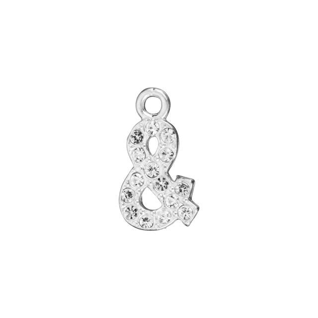 Alphabet Pendant, Letter 'Ampersand Symbol' with Rings 12.5mm, Sterling Silver (1 Piece)