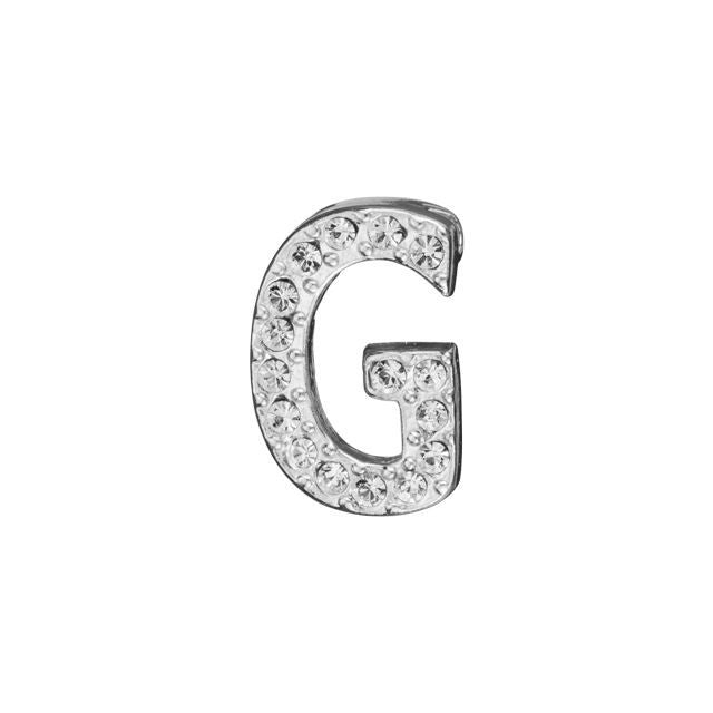 Alphabet Pendant, Letter 'G' with Tube Bail 12.5mm, Sterling Silver (1 Piece)