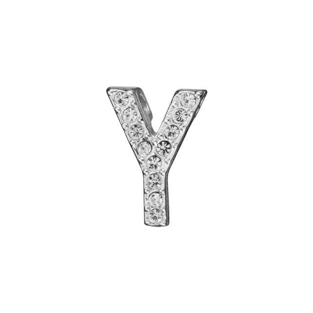Alphabet Pendant, Letter 'Y' with Tube Bail 12.5mm, Sterling Silver (1 Piece)