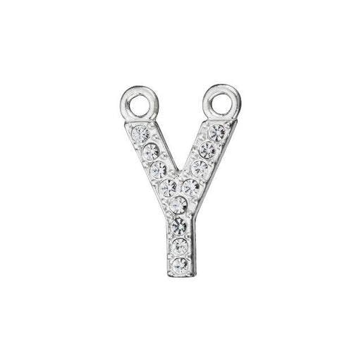Alphabet Pendant, Letter 'Y' with 2 Rings 12.5mm, Sterling Silver (1 Piece)
