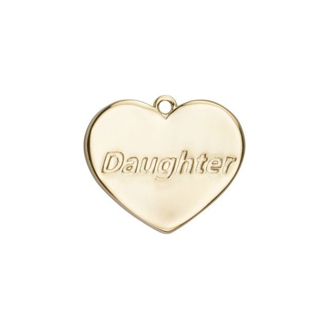 Charm, Heart with Message "Daughter" 19.5x23mm, Gold Plated (1 Piece)