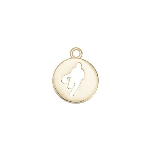 Charm, Round with Basketball Player Cut Out 16x13mm, Gold Plated (1 Piece)