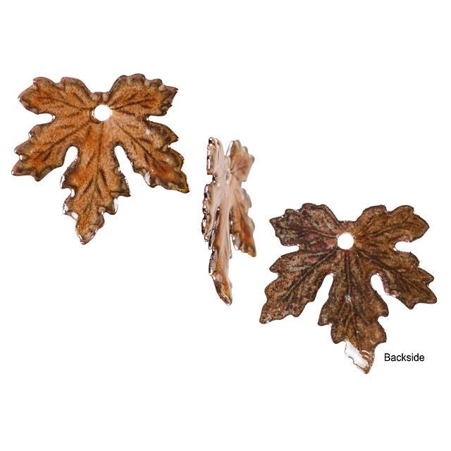 Charm, Maple Leaf 20x21mm, Enameled Brass Autumn Orange, by Gardanne Beads (1 Piece)