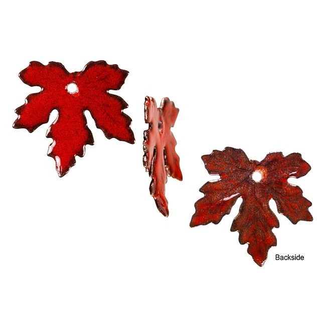 Charm, Maple Leaf 20x21mm, Enameled Brass Autumn Red, by Gardanne Beads (1 Piece)