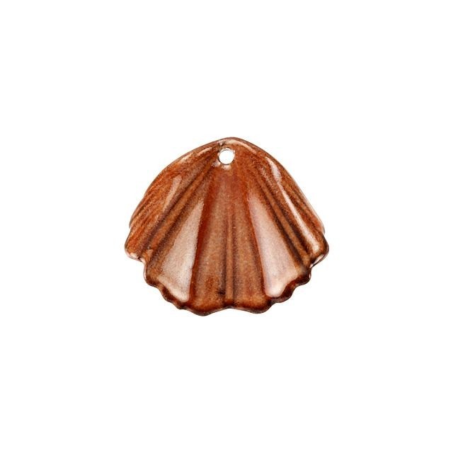 Pendant, Ginkgo Leaf 25.5x22.5mm, Enameled Brass Autumn Orange, by Gardanne Beads (1 Piece)