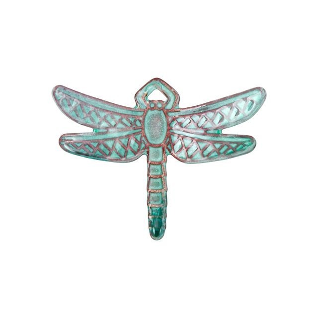 Pendant, Dragonfly 38x28mm, Enameled Brass Teal Green, by Gardanne Beads (1 Piece)