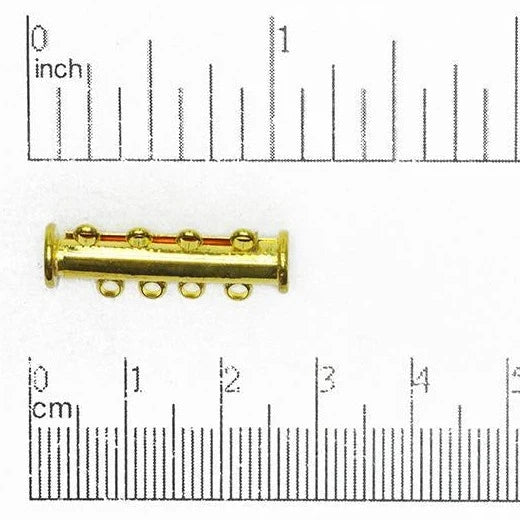 26x10mm Gold-Plated 4-Hole Magnetic Slide Clasp (1 Piece)