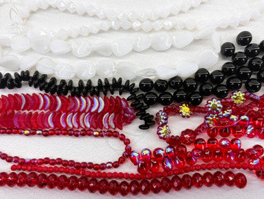 Czech Glass Bead Mix - Scarlet Tuxedo