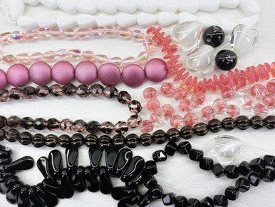 Czech Glass Bead Mix - Pink Noir