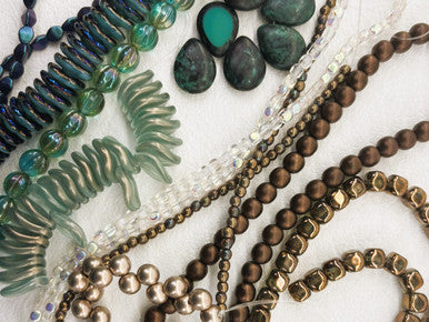 Czech Glass Bead Mix - Gilded Verdigris