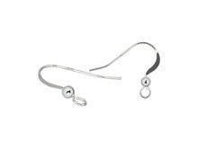 Sterling Silver Flat Earwire with 3mm Bead (1 Pair)