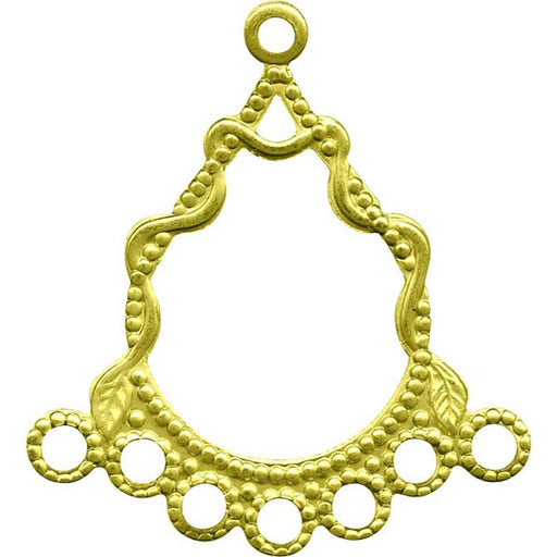 28x25mm Raw Brass Filigree, Teardrop with Vine