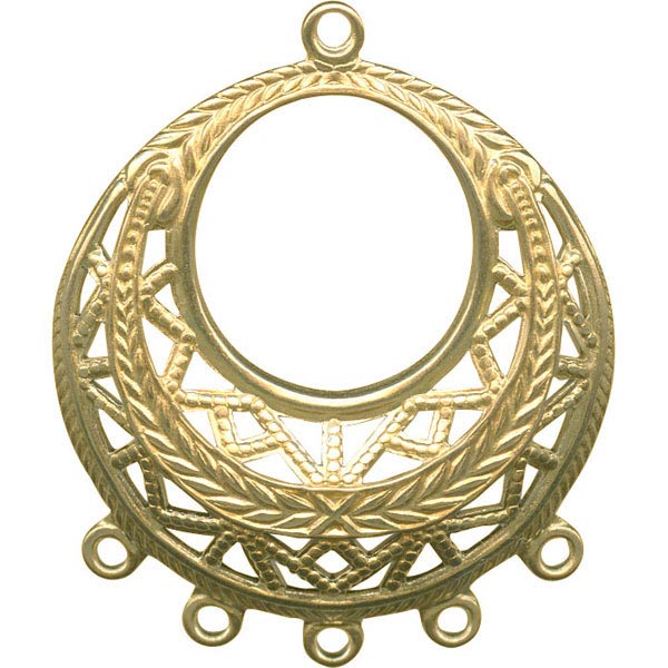 Brass Filigree, Domed, Round, 6 Loop