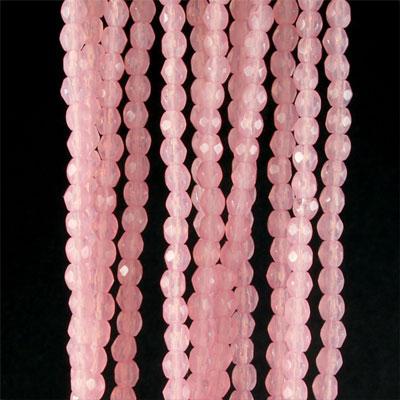 Czech Fire Polished Glass Beads 3mm Round - Milky Pink (50 pcs)