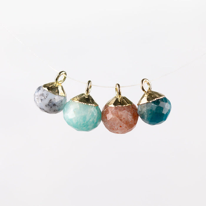 9mm Onion Shape Gold Electroplated Charm - Apatite (3 Pieces)