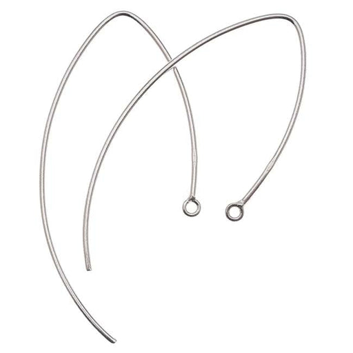 Earring Findings, V-Style Ear Wire Hooks with Loop 44.5mm Long 19 Gauge, Sterling Silver (1 Pair)