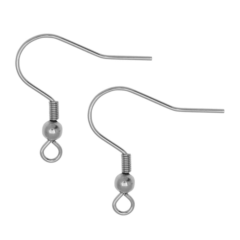 Earring Hooks, w/ Ball and Loop 21mm, Stainless Steel, (72 Pieces