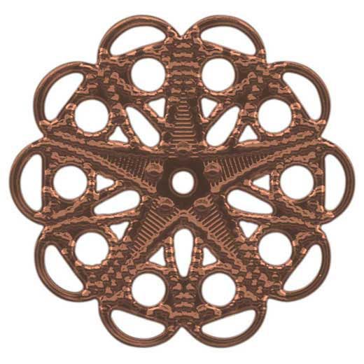 25mm Antiqued Copper Plated Filigree, 25mm Round