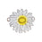 Connector Link, Daisy Flower 36x31mm, Enameled Brass White, by Gardanne Beads (1 Piece)