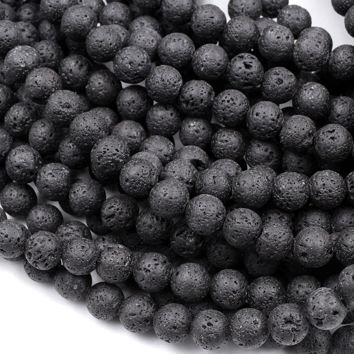 Natural Lava 6mm Smooth Round Bead Strand