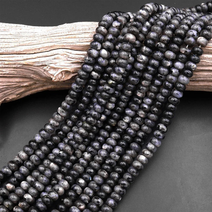 Larvikite (Norway Moonstone) 6mm Faceted Rondelle Bead Strand