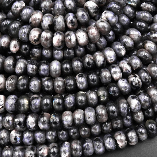 Larvikite (Norway Moonstone) 6mm Faceted Rondelle Bead Strand