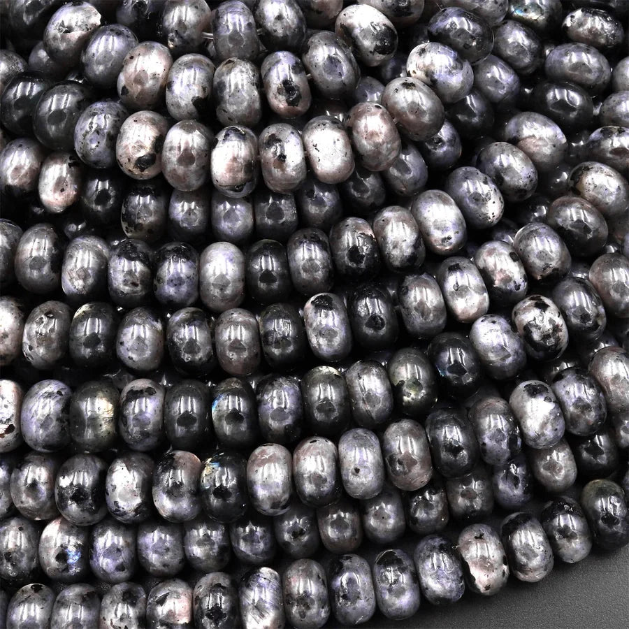 Larvikite (Norway Moonstone) 6mm Faceted Rondelle Bead Strand