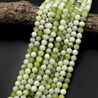 Natural Green Serpentine Jade 4mm Smooth Round Bead Strand